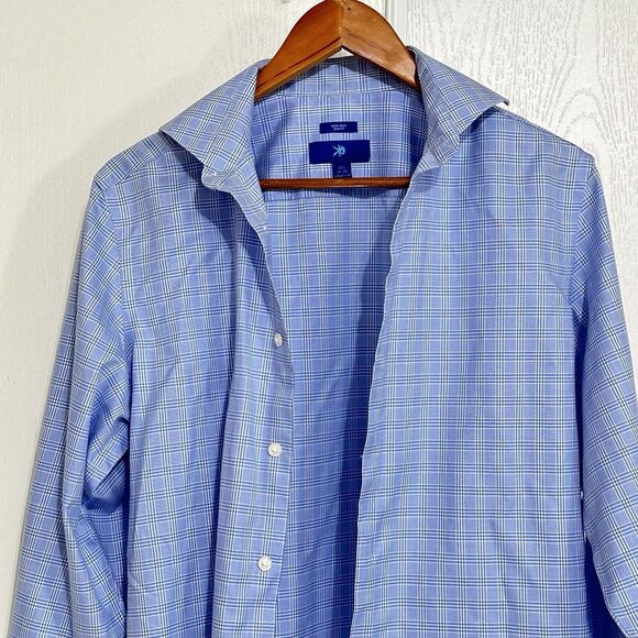 Egara Non-Iron Men’s Blue Shirt Sz 34/35 15.5 Slim Fit Button Down Long Sleeve - Picture 2 of 8